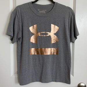 Under Armour grey tee with rose gold logo